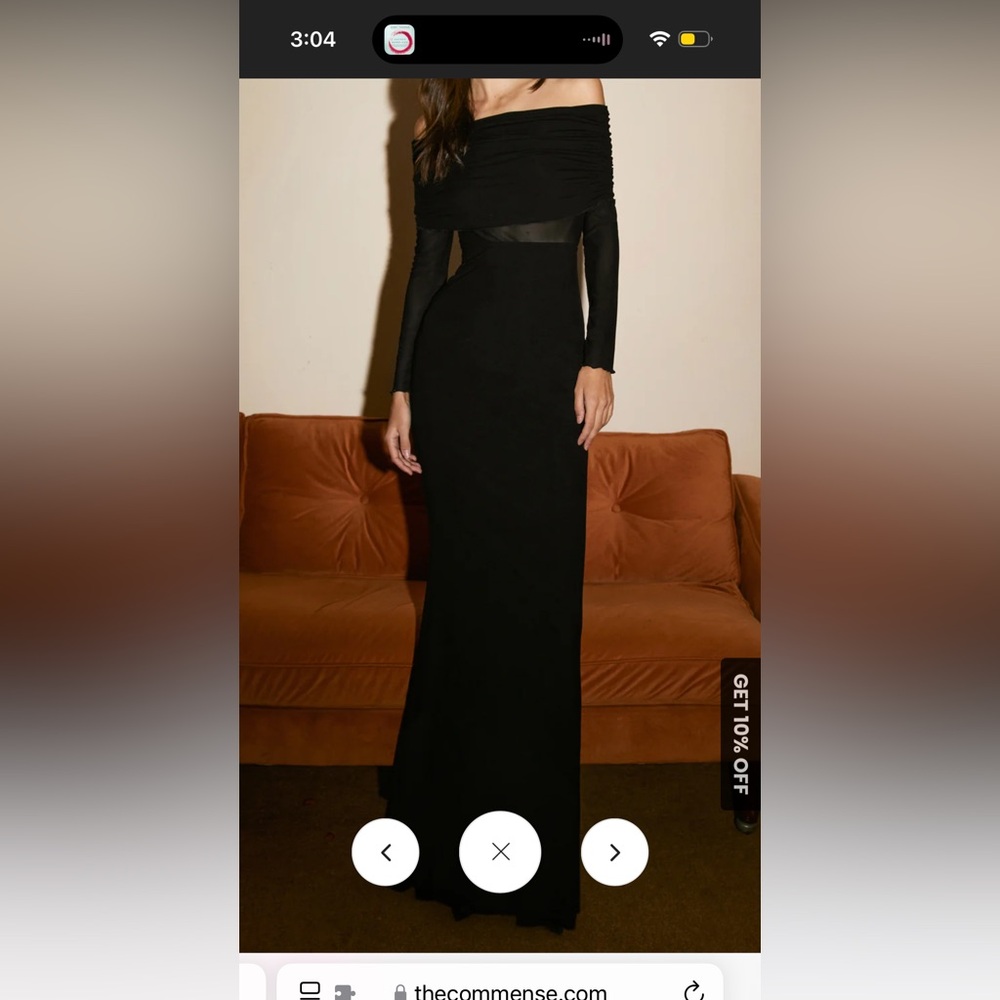 Commense Black Off-Shoulder Long Sleeve Evening Gown
